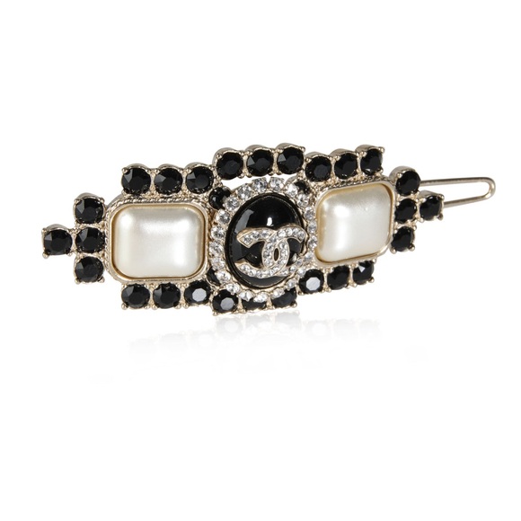 Rare! Chanel Barrette With Pearly Whites & Black Crystals - Picture 3 of 6